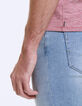 Tee-shirt framboise à fines rayures Homme-6
