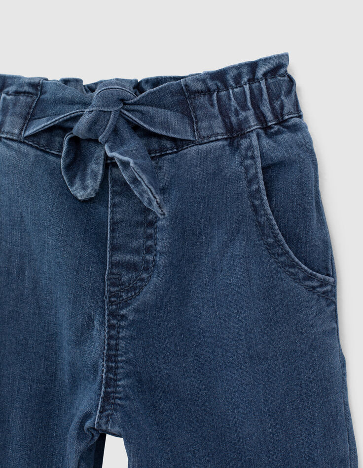 Medium blue jeans gevoerd strik-ceintuur babymeisjes-2