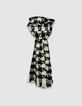 Echarpe noire motif pied-de-poule Femme-1 Echarpe noire motif pied-de-poule Femme-1