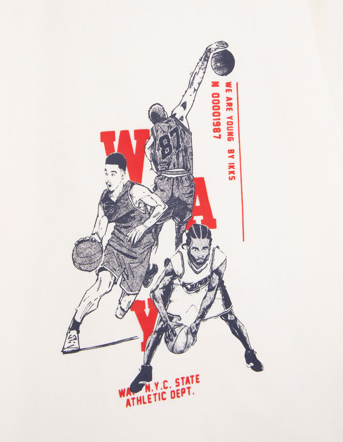 Weiss Jungen-T-Shirt mit Basketballspieler-5