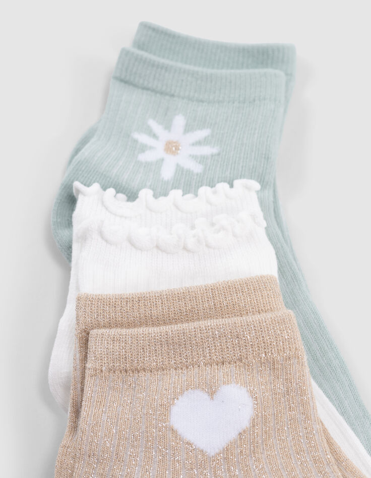 Chaussettes écrues, vert d'eau, dorées fille-2
