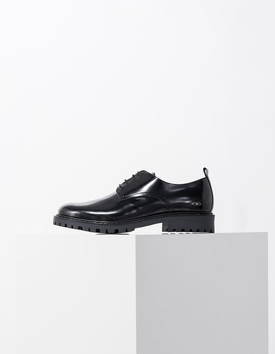Men’s black glazed leather Derby shoes - IKKS
