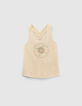 D&eacute;bardeur jaune coton bio peace and love brod&eacute; fille-1