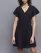Women’s black V-neck dress buttoned down front-1