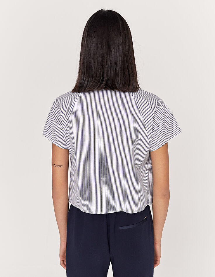 Ärmellose Crop-Damenbluse mit Wappen an der Brust-6