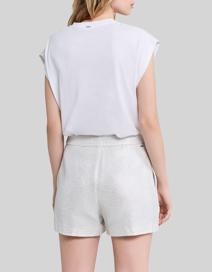 Women’s off-white T-shirt with diamanté lightning seaming-3