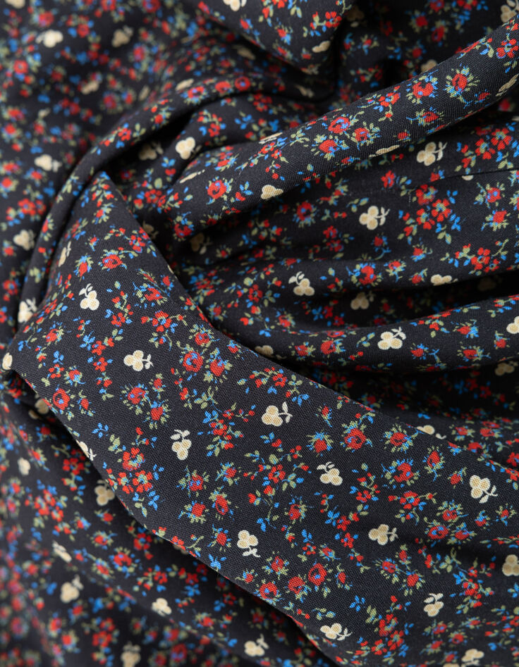 Robe longue noire imprim&eacute; floral d'hiver I.Code-8
