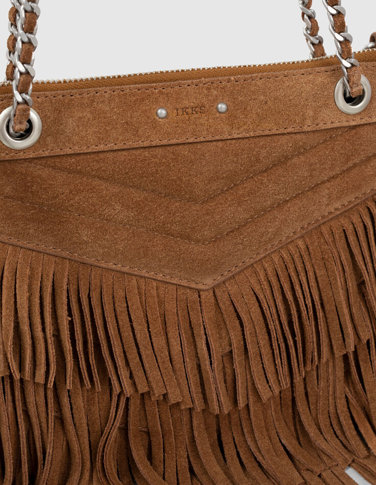 Sac pochette 1440 Reporter en cuir velours sable Femme-6