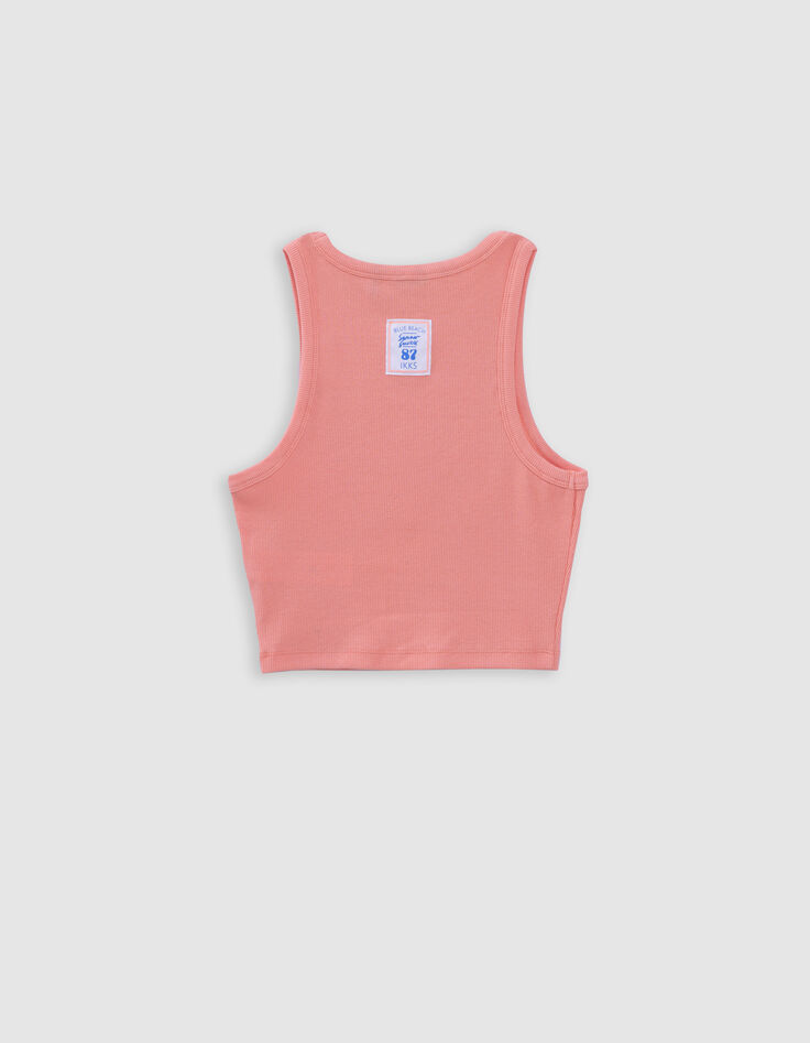 Orange ribbed cropped tank top for girl-3