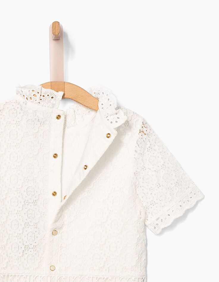 Blouse blanc cassé en dentelle fille-6