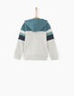 Gechineerd grijze sweater met strepen en capuchon jongens -2