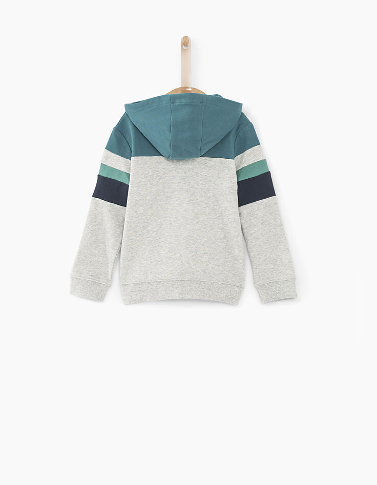 Gechineerd grijze sweater met strepen en capuchon jongens -2