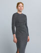 Silbernes Maxikleid aus geripptem Lurex-Netz für Damen-2