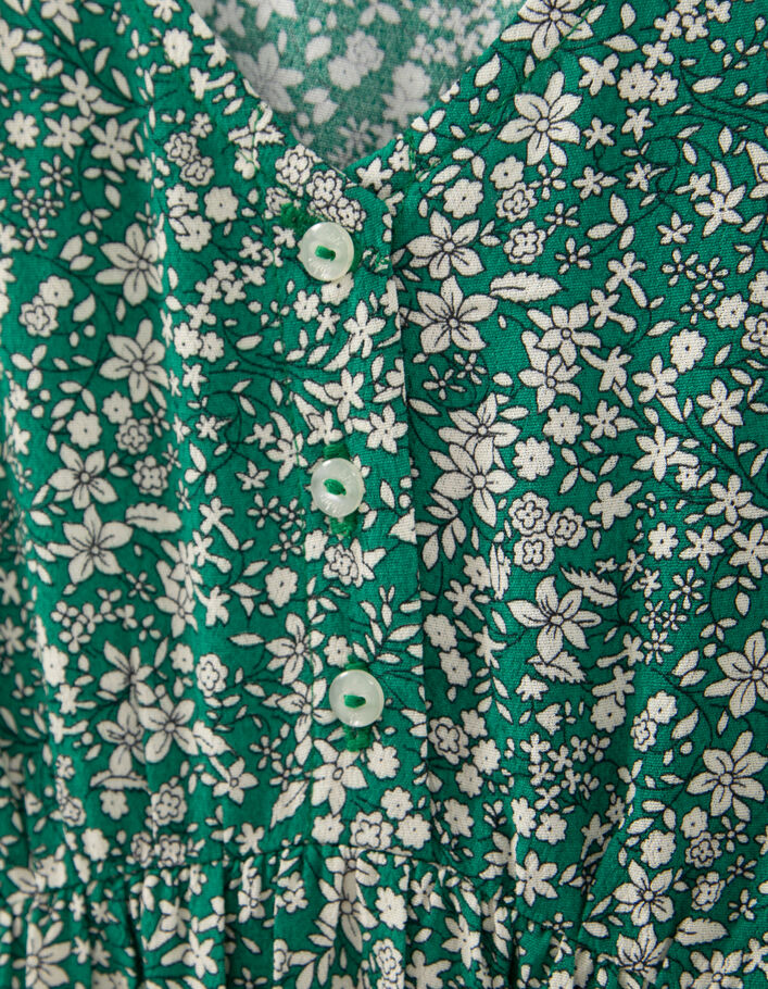 Lange groene jurk LENZING™ ECOVERO™ microbloemetjes meisjes - IKKS