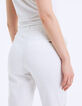 Pantalón sastre tobillero de algodón lino blanco roto mujer-4