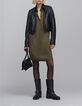 Women's khaki midi shirt dress with jewels-1