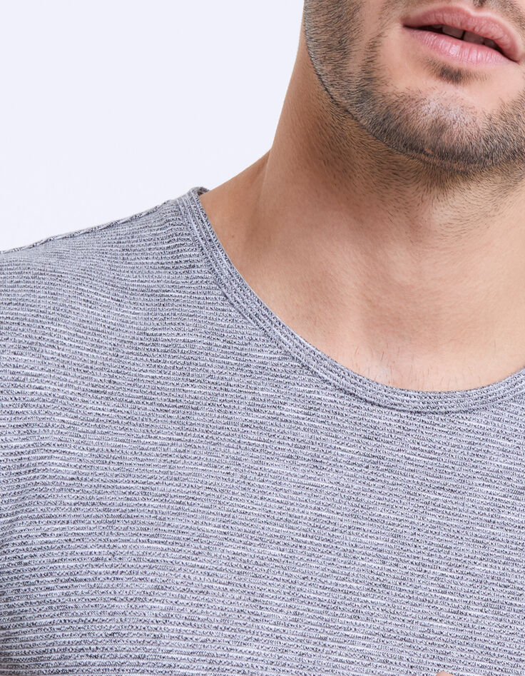 Graues, fein gestreiftes Herren-Mouliné-T-Shirt-2