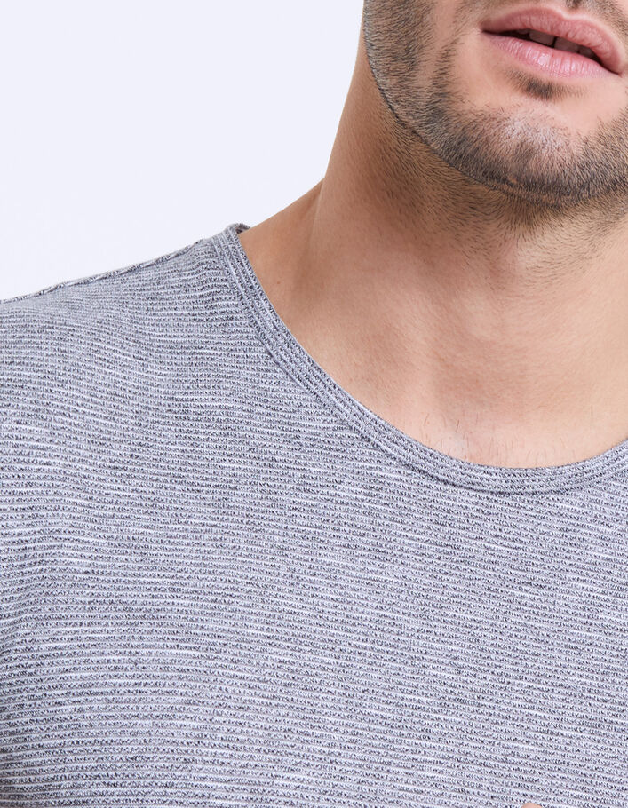 Men’s grey thin-striped mouliné T-shirt - IKKS