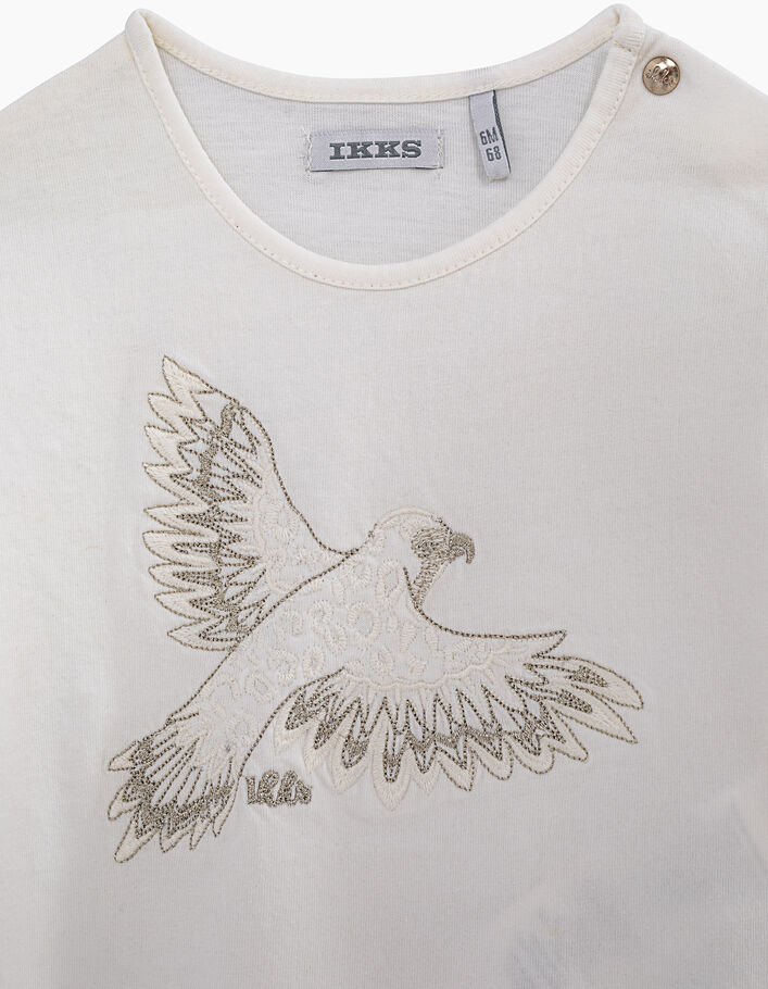 Camiseta blanco roto pájaro algodón bio bebé niña - IKKS