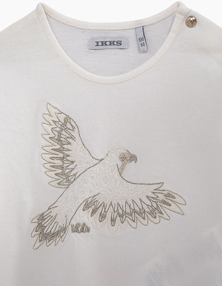Gebroken wit T-shirt vogel biokatoen babymeisjes-2 Gebroken wit T-shirt vogel biokatoen babymeisjes-2