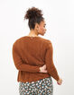 Camel vest ajourtricot, geschulpt I.Code-3
