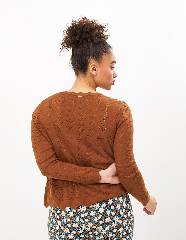 Camel vest ajourtricot, geschulpt I.Code-3 Camel vest ajourtricot, geschulpt I.Code-3