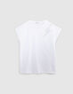Women’s off-white T-shirt with diamanté lightning seaming-5