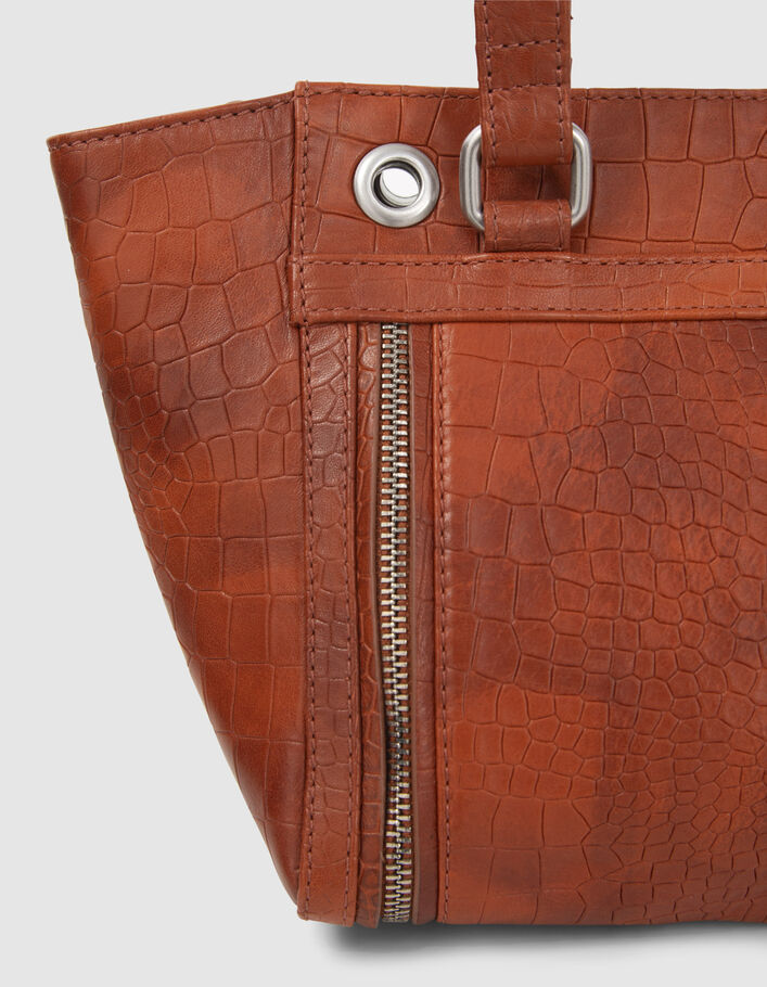 Women’s orange croc-embossed leather 1440 Small tote bag-6