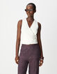 Women's ecru denim cross-over top-2