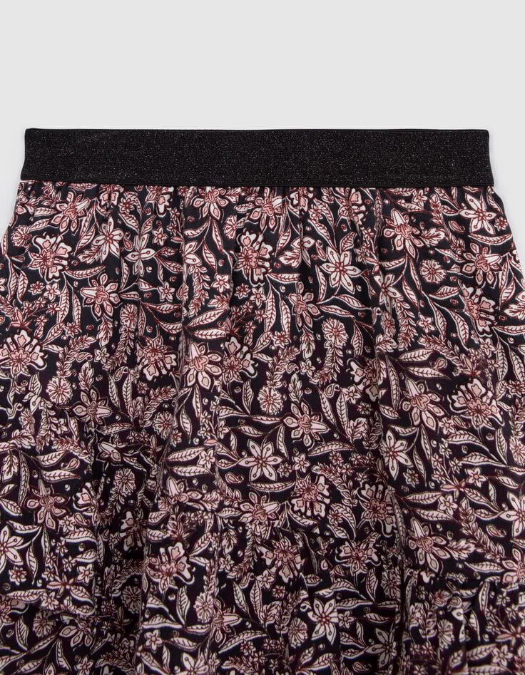Zwart barok rokje met bloemenprint voor meisjes-2