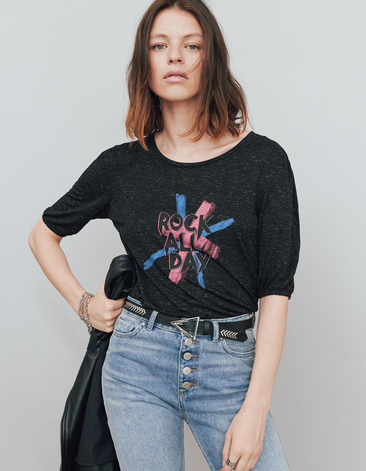 Damen-T-Shirt aus EcoVero™-Viskose mit Rockermotiv-2