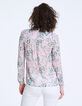 Women’s metallic tropical print voile blouse-3