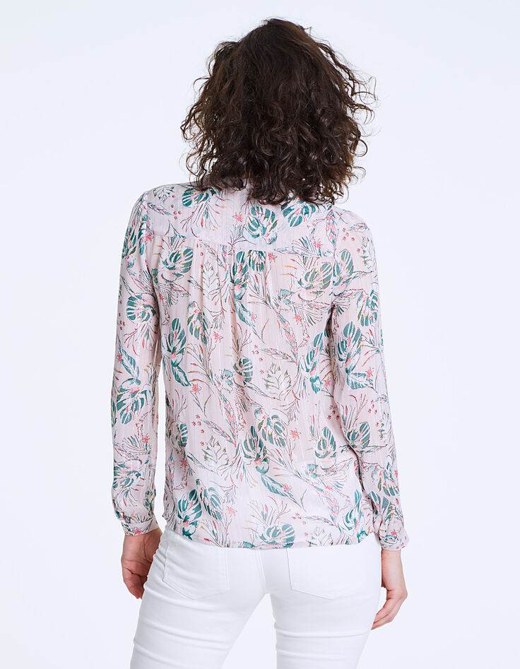 Women’s metallic tropical print voile blouse-3 Women’s metallic tropical print voile blouse-3