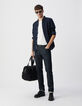 Marineblaues SLIM-Herrenhemd aus 100% Leinen-2