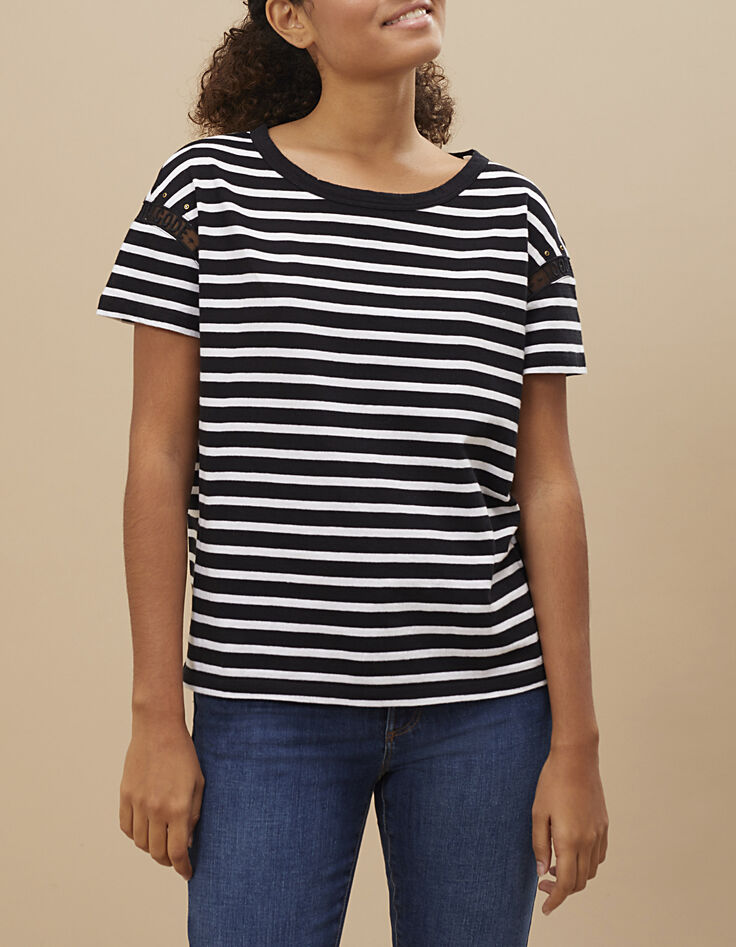 Matrozenshirt zwart met witte strepen met studs I.Code-2