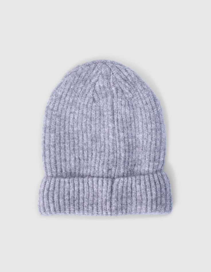 Girls’ medium grey marl rib knit beanie-3