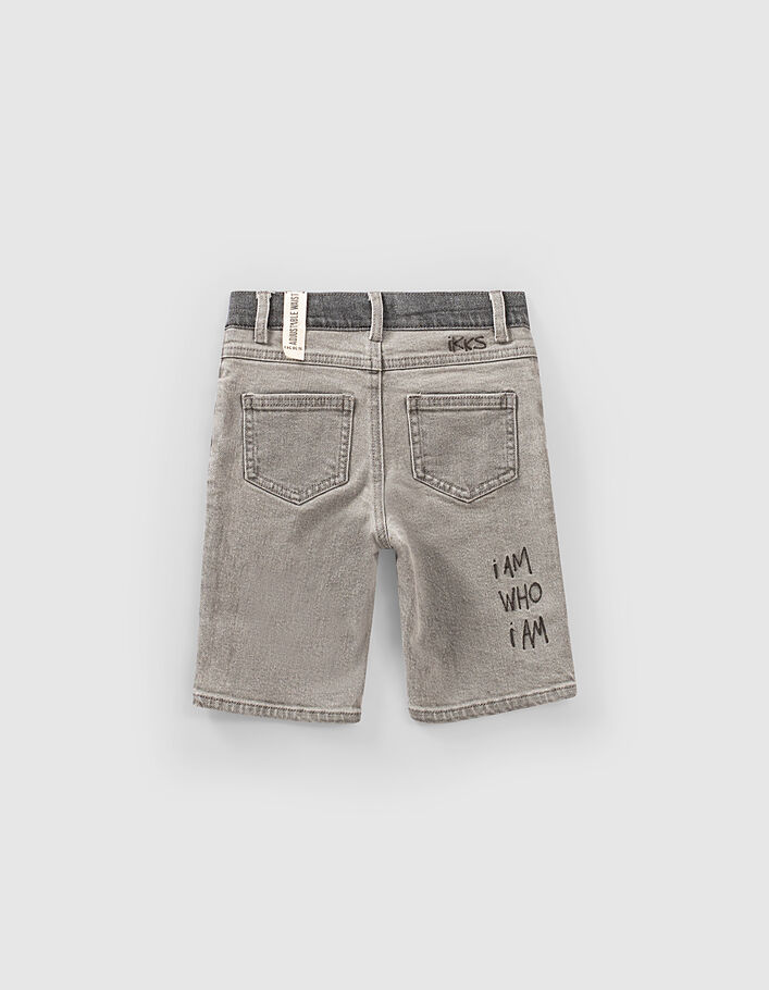 Boys’ bleached grey embroidered organic cotton jeans - IKKS