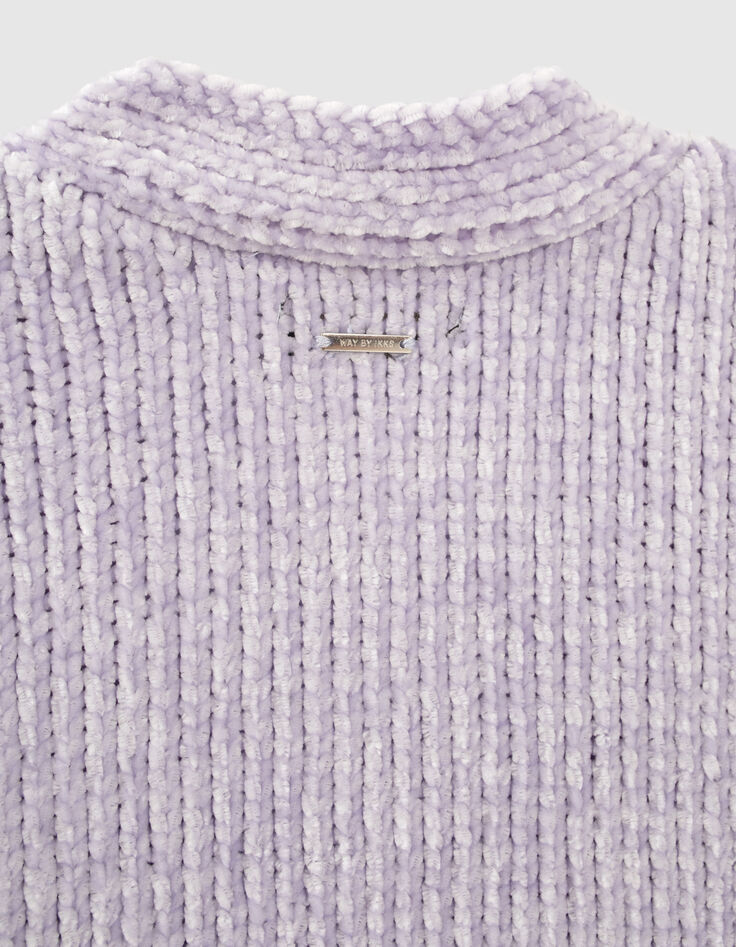 Lila vest chenilletricot meisjes -7