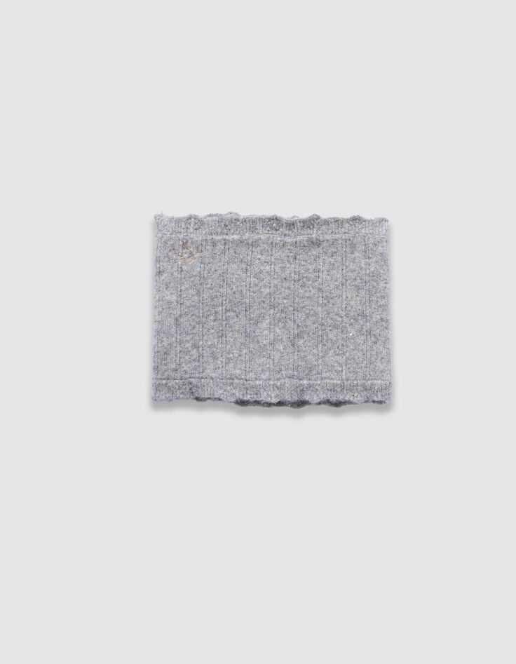 Girls’ grey marl lurex knit beanie and snood set-3