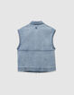 Veste sans manches en jean bleu fille-6