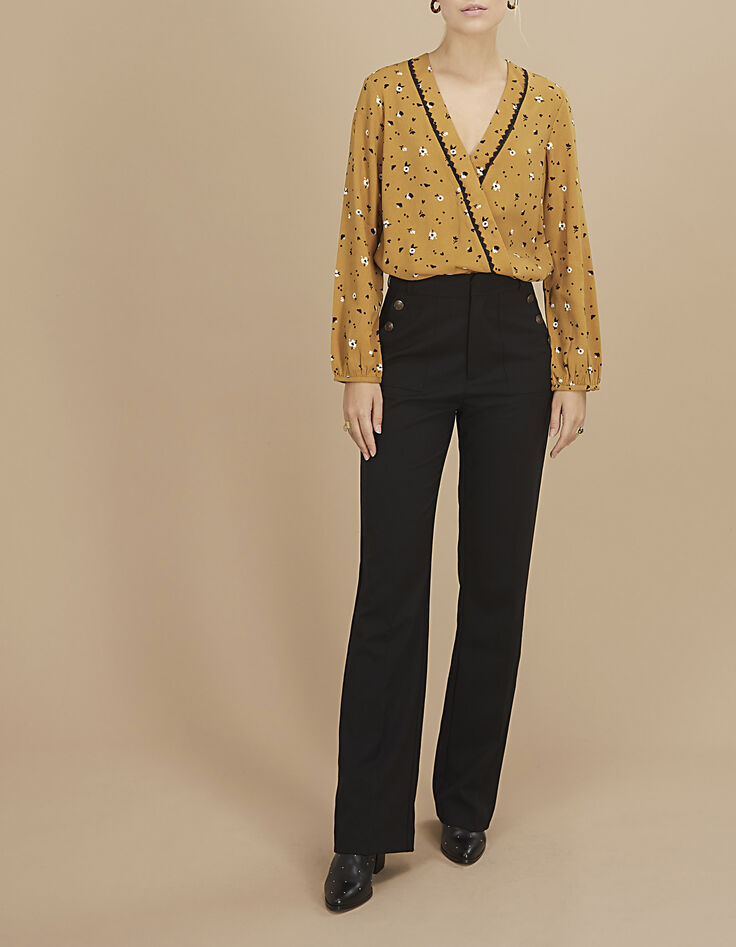 Okergele blouse bloemen-luipaardprint I.Code-6 Okergele blouse bloemen-luipaardprint I.Code-6