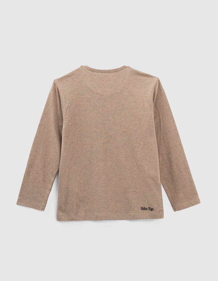Jungen-T-Shirt mokka, Fahnenmotiv aus Wendepailletten-4