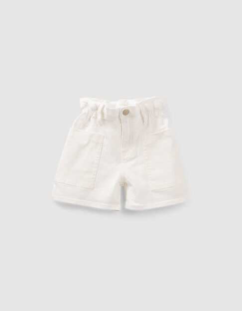 Short en jean blanc cassé taille haute fille