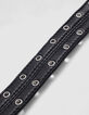 Ceinture noire cuir décor double œillets Femme-3