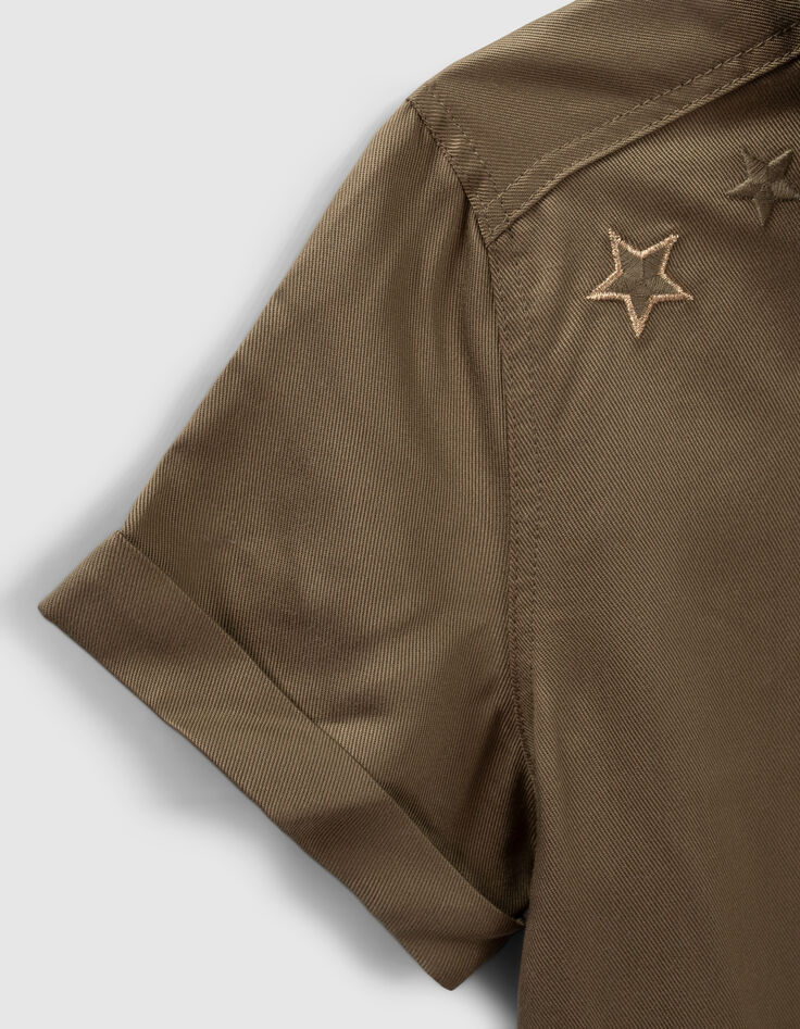combi-short kaki en Lenzing&trade; Tencel Lyocell&trade;broderie dos fille-5