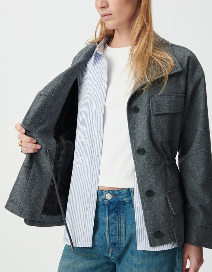 Women’s grey flannel overshirt jacket-6 Women’s grey flannel overshirt jacket-6