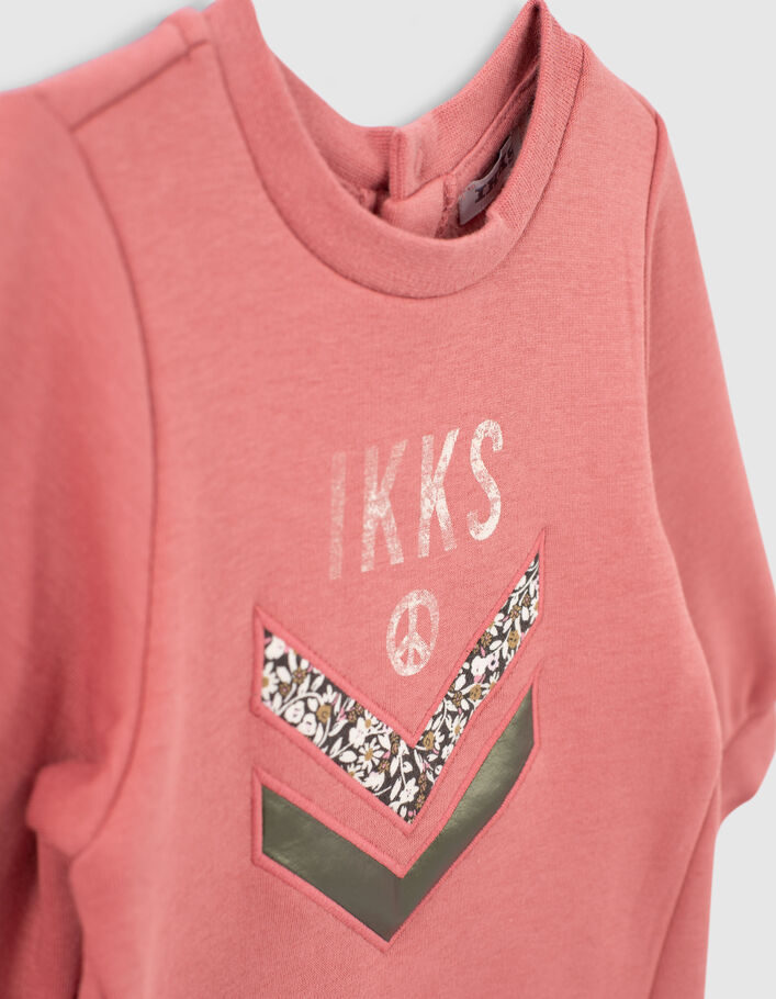 Baby girls’ rosewood embroidered chevron sweatshirt dress - IKKS