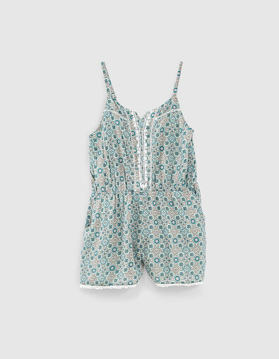 Mono corto aguamarina con estampado geométrico niña - IKKS