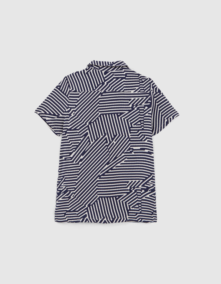 Boys’ navy shirt with graphic stripe print - IKKS