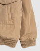 Bomber camel cuello piel capucha extraíble niño-5